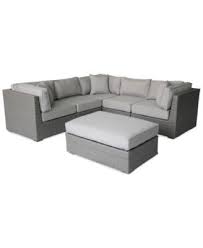South Harbor 6 Piece Outdoor Seating Set 3 Corner Units 2 Armless Units And Ottoman Furniture Macy S Closeout Furniture Outdoor Seating Set Corner Unit