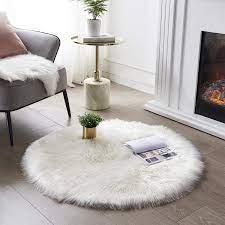 With soft texture and this product can be spot cleaned. Amazon Com Ultra Soft Round Faux Sheepskin Fur Area Rug White Circular Shaggy Rug Round Fluffy Area Rugs Plush Circle Floor Carpet Mat For Bedroom Floor Christmas Decoration 3ft Diameter Serissa White Kitchen