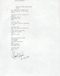 For many people, writing a book has been a lifelong dream, yet one that's always seemed just out of reach. Charles Bukowski Poem Manuscript You Write Many Poems About Death