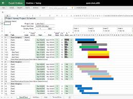 screenshot of the gantt chart template for excel online