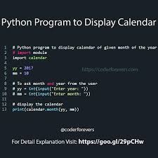 In This Program Youll Learn How To Display Calendar Using Python Function Pyth Https Ift Tt 35xuc2n Python Programming Python Computer Programming