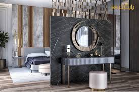 رخام غرف Elegant Bedroom Round Mirror Bathroom Lighted Bathroom Mirror