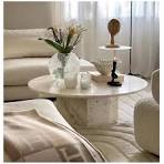 Amazon.com: Mesa de centro de travertino natural estilo ...