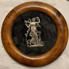 Victorian Sterling 1900 Hallmarked Wood Framed Art, Wine Woman Scene