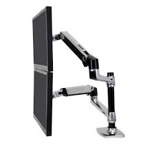 Use your hands to hold the monitor base 3. Ergotron 45 248 026 Lx Dual Monitor Arm Stacking