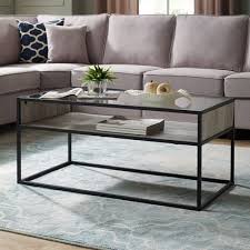 40 Gray Wash Metal Glass Coffee Table With Open Shelf Coffee Table Furniture Coffee Table Design