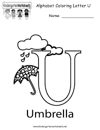 Kindergarten Letter U Coloring Worksheet Printable Kindergarten Letters English Worksheets For Kindergarten Preschool Worksheets