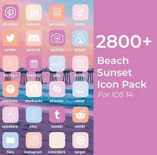 2800 Iphone Ios 14 App Icons Beach Sunset Pastel Aesthetic Etsy In 2020 App Icon Homescreen Icon