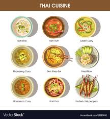 Thai Cuisine Poster With Traditional Dishes On Vector Image Traditional Thai Food Thai Recipes Around The World Food