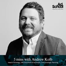 title "You'll leave with the skills to build strong client relationships,  solve major client challenges, and generate bigger and more interesting  briefs." Andrew Kolb, Head of Strategy, @vml_anz Brisbane & Perth, will