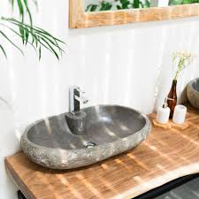 Naturstein Waschbecken Ca 60 Cm Gerade Ruckwand Oval Naturstein Waschbecken Waschbecken Und Natursteine
