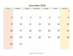 Each page of the month displays holidays and observances in usa to keep track of important events. December 2018 Free Calendar Tempplate Free Calendar Template Com