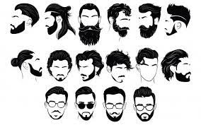 Set Frisuren Fur Manner Sammlung Von Schwarzen Silhouetten Von Frisuren Und Barten In 2021 Mens Hairstyles Beard Illustration Hipster Hairstyles