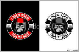 Cute Gorilla Or Silverback Head With Hat Vector Animal Logo Template Animal Logo Cute Gorilla Vector Animals