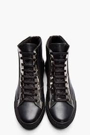 Black And Silver High Top Sneakers Raf Simons Black Leather And Reflective Silver High Tops 32287m050006 Buffed Leather High Top Sneak Dress Shoes Men Mens Leather Boots Mens Fashion Shoes