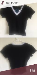 Black And White Brandy Price Brandy Melville Ashlyn Lace Bow Thermal Top Lace Bows Brandy Melville Brandy Melville Tops