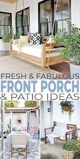 Two woven rockers, positioned next to the stucco fireplace on the front porch, create the perfect place to unwind on a warm summer night, listening to the sound of the sea, the waves breaking on the sandy shore. Fresh Fabulous Front Porch And Patio Ideas Ohmeohmy Blog