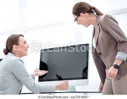 Computers are used in so many fields in our daily life. Business Woman Uses Computer Sitting At Office Desk People And Technology Canstock