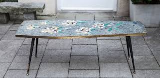 Coffee table,rustic coffee table,reclaimed wooden mosaic, reclaimed coffee table, hairpin legs, large reclaimed coffee table, geometric wood. Beautiful Flower Mosaic Coffee Table Schlicht Designmobel
