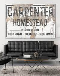 Chippy Homestead Farmhouse Personalized Canvas Wall Art Nlsc0114 In 2020 Personalized Canvas Wall Art Personalized Wall Art Established Family Signs