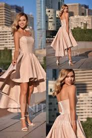 Peach A Lane Strapless Hi Low Evening Mini Dress Exquisite Corset Emphasizes The Neckline And The Collarb Evening Mini Dresses Dresses Glamorous Evening Gowns