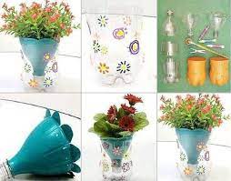 — add enough pumice to nearly cover the bottles. Diy Flower Pot Made From Plastic Bottles Diy Flower Pots Plastic Bottle Crafts Diy Plastic Bottle