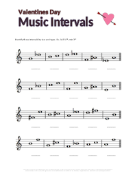 Valentines Music Theory Worksheet Music Intervals Free Printable Tons Of Other Free Music Worksheets On Music Theory Worksheets Music Theory Music Worksheets
