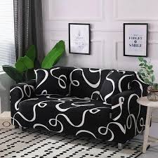 Black And White Couch Cover Abstract Modern Black White Curling Lines Stretch Sofa Slip Cover In 2020 High Quality Sofas Sofa Covers Slipcovers