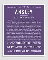 Ansley Name Art Print In 2021 Classic Names Names With Meaning Personalized Art Print