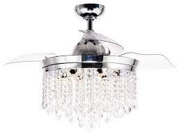 Featuring 4 retractable blades, decorative crystals, which adds elegance to your home decor. 46 Abella Modern Crystal Retractable Ceiling Fan With Lights And Remote Control Contemporary Ceiling Fans By Whoselamp Houzz