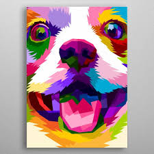 Close Up Of Face Happy Dog Metal Poster Print Peri Priatna Displate In 2021 Dog Painting Pop Art Dog Pop Art Pop Art Animals