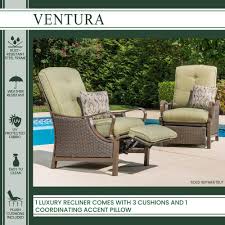 Hanover Ventura Reclining Wicker Outdoor Lounge Chair With Vintage Meadow Cushion Venturarec In 2020 Patio Furniture Layout Patio Furnishings Modern Outdoor Furniture