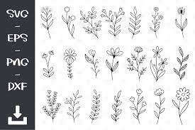 Top free images & vectors for hand drawn flowers svg in png, vector, file, black and white, logo, clipart, cartoon and transparent. Hand Drawn Flowers And Leaves Grafik Von Wanchana365 Creative Fabrica