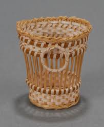 Round woven basket with handles, water hyacinth wicker basket with handles. Woven Wicker Basket Carmel Doll Shop