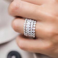 This 6 Carat Oval Eternity Ring Is Everything It Makes This Stack Pop Diamond Wedding Bands Stackable Stackable Wedding Bands Eternity Band Stack