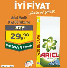 Ariel Matik 9 Kg 60 Yikama Urunu 29 90 Tl Fiyati Ve Money Bonus A 10 Ek Indirimi Ile Cebinize Iyi Gelecek Isteyin Getirelim Www Sanalmarket C Ariel Fince