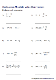 Absolute Value Worksheets In 2020 Absolute Value Pre Algebra Worksheets Algebra Worksheets
