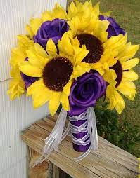 Sunflower Bouquet Sunflower Purple Rose Bridal Bouquet Etsy Sunflower Bridal Bouquet Sunflower Wedding Bouquet Purple Rose Bridal Bouquet