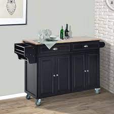 These and all the differences between them will become more apparent as we take a closer look at some of the best kitchen carts that are available right now. Homcom Wood Top Drop Leaf Multi Storage Cabinet Rolling Kitchen Island Table Cart With Wheels Black On Sale Overstock 23055932