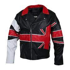 Men Uk Union Flag Brando Genuine Leather Jacket Leather Jacket Men Best Leather Jackets Purple Leather Jacket