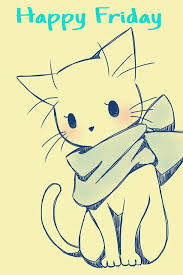 Happy Friday Adorable Drawing Of A Cat With Scarf Cute Art Cute Drawings Drawings