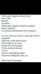 Onde Zeytin Agaclari Arkadinda Yar Bedri Rahmi Eyupoglu Guzel Soz Siir Zeytin Agaci