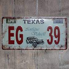 Hohappyme American Car Plates Number Usa License Plate Garage Plaque Metal Tin Sign Bar Decoration Vintage Tin Signs Plaque Bar Signs