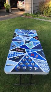 blue beer pong table in 2021 beer pong table painted beer pong table designs diy beer pong table
