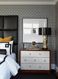 Contemporary Yellow Black Bedroom Design White Black Small Geometric Pattern Wallpaper Yellow V Black Bedroom Design Bedroom Interior Contemporary Bedroom