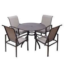 $113.99 new ceramic silver accent decorative stool side table display stand 10015686 Fit Right 5 Pieces Outdoor Dining Set Patio Furniture With Metal Slat Finish Steel Tube 38 Round Dining Table And Patio Chairs With 1 5 Umbrella Hole Buy Online In Bahamas At Bahamas Desertcart Com