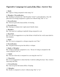 Figurative Language Worksheet Lord Of The Flies Answers Figurative Language Worksheet Language Worksheets Figurative Language