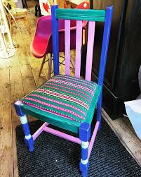 Love This Pair Of Unique Upcycled Dining Chairs In A Rather Mexican Colour Palette Are You A Colour Lover Int Upcycled Dining Chairs Dining Chairs Art Chair