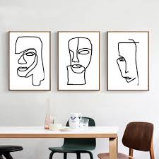 Abstract Face Print Line Drawing Set Of Three Wall Art Face Etsy Abstract Face Art Modern Art Abstract Line Artwork