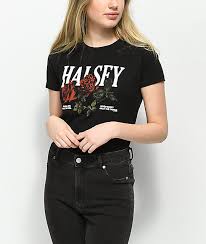 halsey red roses black t shirt